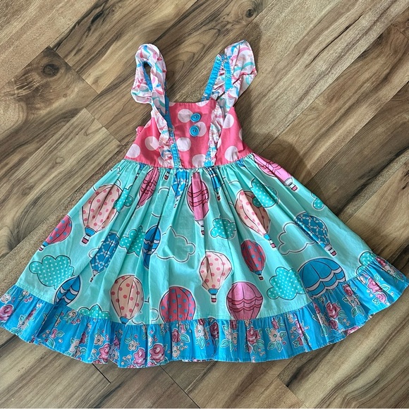 Eleanor Rose Pink and Teal Balloon Adventure Dress - Picture 1 of 6
